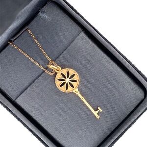 Tiffany & Co. 18k Rose Gold Diamond Key Shaped Pendant 1 1/2 Inches Tall